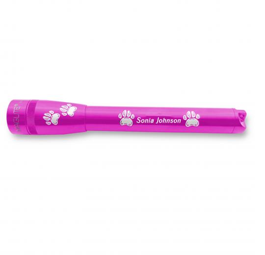 mag-lite-mini-maglite-pro-led-taschenlampe-pink-mit-pfoten-gravur-2 image 1