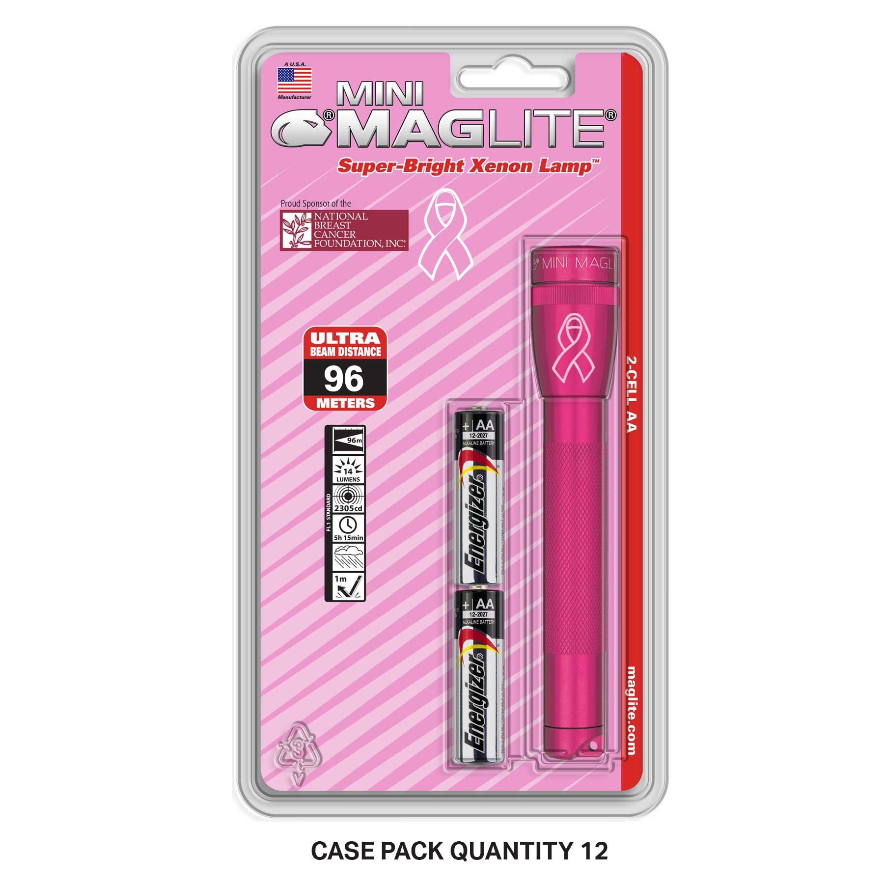 mini-maglite-aaa-xenon-taschenlampe-pink-mit-clip image 1
